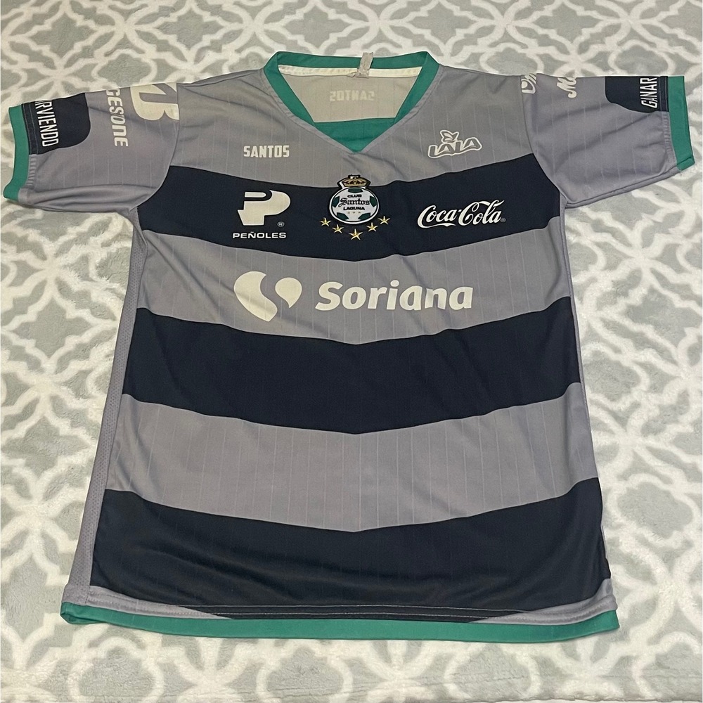 Santos Laguna Liga MX Soccer Jersey Football‎ Shirt Green Gray Sponsor